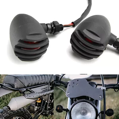 2*Black Motorcycle Turn Signal Lights Mini Bullet Blinker Amber Indicator Light • $13.11