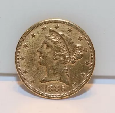 1886 S US $5 Liberty Gold Coin XF (Cleaned) • $595