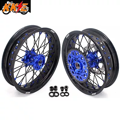 KKE 17  Supermoto Wheels Fit Suzuki DRZ400SM 2005-2022 Black Spokes Motard Rims • $839