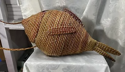 Vintage Fish Shaped Fish Creel Basket Fishing Basket • $35