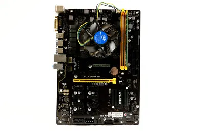 Full Kit MB/CPU/RAM - BIOSTAR TB250-BTC Pro 12 GPU Slot Mining Motherboard  |... • $69.97