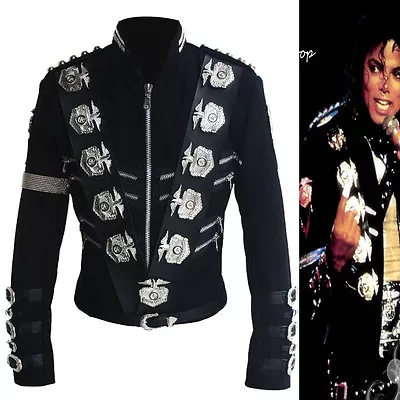 $259.99 • Buy Rare MJ Michael Jackson BAD Tour Punk Badges Black Jacket Costumes