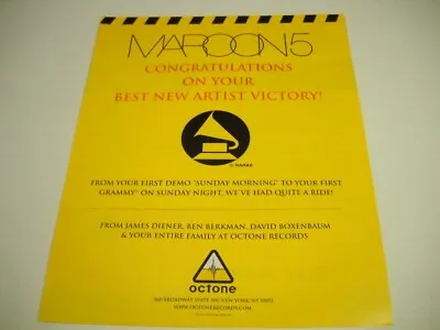 MAROON 5 Congrats On Best New Artist Victory! 2005 Promo Poster Ad • $9.95