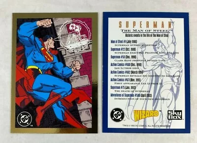 CHEAP PROMO CARD: SUPERMAN THE MAN OF STEEL Skybox 1993 Via WIZARD W/ GOLD FOIL • $7.20