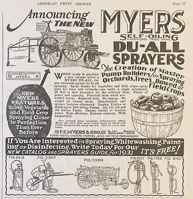 1931 Ad(xg5)~f.e. Myers Co. Ashland Ohio. Myers Self-oiling Du-all Sprayers • $6.49