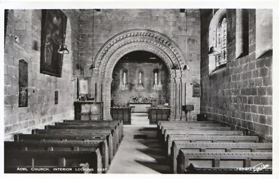 Yorkshire Postcard - Adel Church - Interior Looking East - Real Photo Ref TZ8812 • £2.20