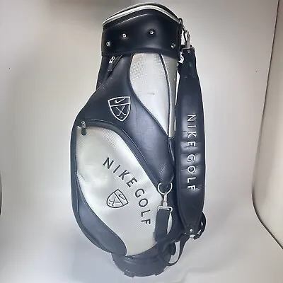 NIKE Golf 6-Way Divider Leather Black White Golf Bag Vintage Collectible • $199