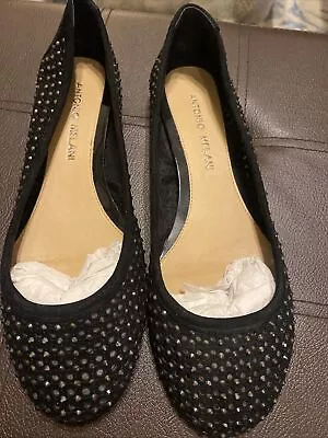 Antonio Melani Black Rhinestone Slip On Ballet Flats 7 • $15