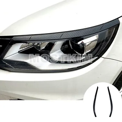 Carbon Fiber Look Headlight Eye Lid Eyebrow Cover For VW Tiguan MK1 2011-2016 • $26.49
