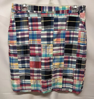 Brooks Brothers 346 Madras Patchwork Plaid Skirt Side Zip Women's 8 • $19.98