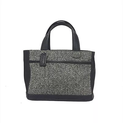 COACH Herringbone Tote Black Wool Leather 6126 From Japan 043 6098460 • $50