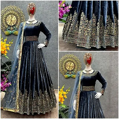 £59.99 • Buy Readymade Anarkali Gown Indian Pakistani Ethnic Wedding Partywear New Velvette
