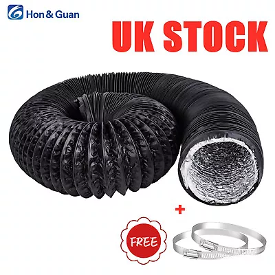 4-8inch 5/10m Flexible Ducting Vent Pipe Aluminum Foil PVC Duct Hose Ventilation • £27.95