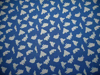 Michael Miller Fabric By Yard Blue Hand Shadow Puppets Blue Black Cotton  Nov #C • $9.49