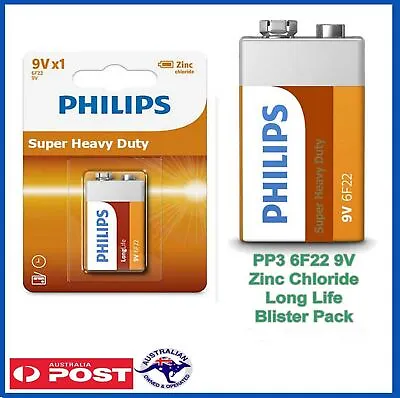 Philips Heavy Duty 9V Batteries 6F22 Smoke Alarm Battery  • $6.99