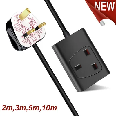 1 Way Gang Single Socket Power Mains Extension Lead 2M3M5M10M Cable 13A Black • £10.99