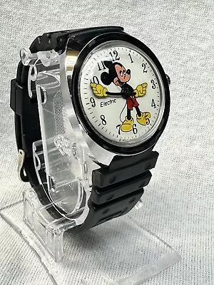 Vintage Mickey Mouse Wrist Watch Large 36mm 1971 Timex Electric Mens Silver • $76