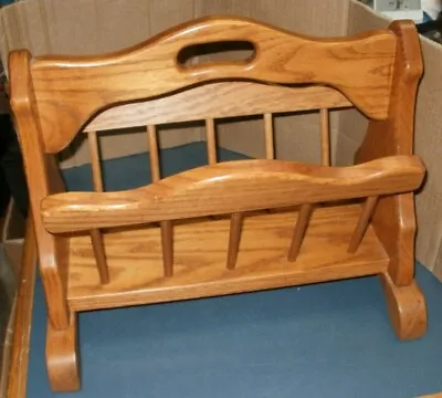 $150 • Buy Vintage Amish Made Oak Magazine Rack Stand Sturdy Wood Construction