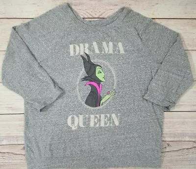 Disney Drama Queen Maleficent Top Junior's Size XXL Gray Marled 3/4 Sleeve • $14.99