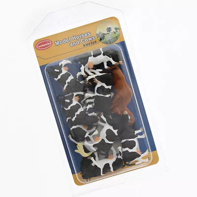 15pcs Model Trains O Scale Painted Horses Cows 1:43 PVC Animals Desktop Decor • $17.99