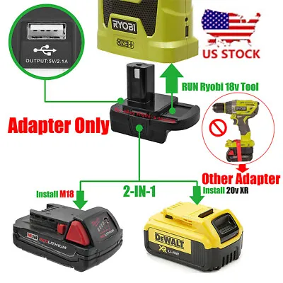 1x Adapter# For DeWalt 20v MAX XR & Milwaukee M18 Battery To Ryobi 18v One+ Tool • $13.99