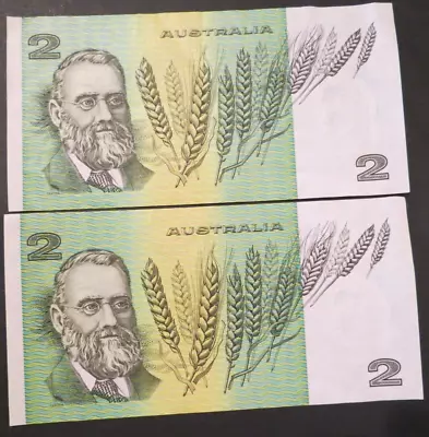 1985 Consecutive Paper $2 Two Dollar Johnston Fraser R85 Australia Banknote Note • $12.99