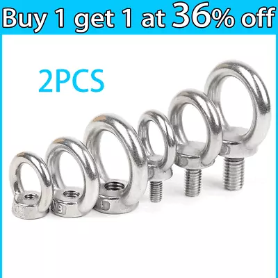 2Pcs 304 Stainless Steel Lifting Eye Bolt Ring Shape Screws Nuts Parts M6/M8/M10 • £3.24