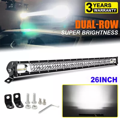 26 Inch 324W TRI ROW 7D+ LED Work Light Bar 4WD Truck SUV ATV Driving Lamp 25/24 • $46.89