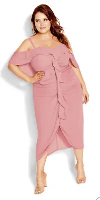 CITY CHIC Rose Pink VA VA VOOM Dress BNWT Size 16 RRP £80 Wedding Races Brunch • $50.51