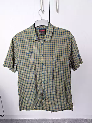 Mammut Lenni Mens Short Sleeved Lightweight Shirt Size L - Olive/Black Checked • £10.50