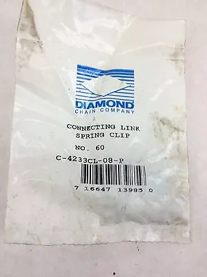 New! Diamond Roller Chain # 60 C-4233cl-08-p Connecting Link Spring Clip  (h157) • $5.61