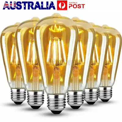 6Pcs Vintage E27 ES ST64 Filament LED Light Bulbs 4W Industrial Edison Lamp Bulb • $21.77