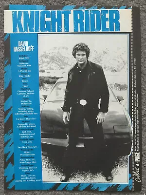 DAVID HASSELHOFF / KNIGHT RIDER - 1983 Full Page UK Magazine Poster BAYWATCH • £3.95