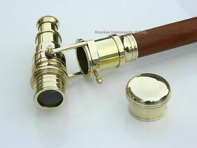 $35.33 • Buy Collectible Antique Brass Walking Cane Telescope Spy Wooden Walking Stick Gift