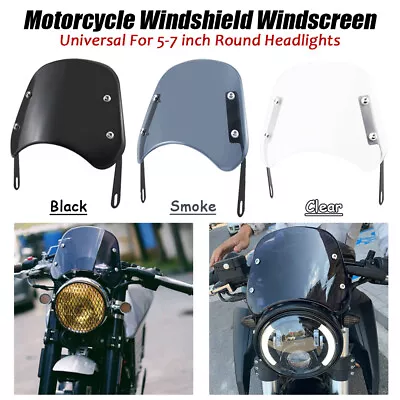 Universal Motorcycle 5 - 7'' Round Headlight Fairing Windshield Windscreen Black • $18.50