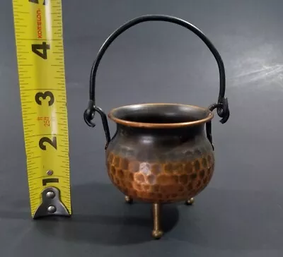 Mini Hammered Copper 3 Footed Cauldron Pot Cooking Kettle 2.5  Dollhouse Size • $19.99