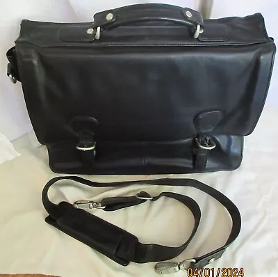 KENNETH COLE Black LEATHER Briefcase Luggage LAPTOP CASE Messenger Shoulder Bag • $27