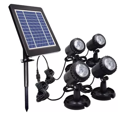 PChero Pond Lights Solar Powered Underwater Landscape Spotlight 4pcs IP68 App 3M • £29.99