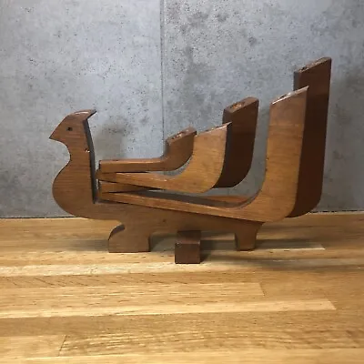 Mid Century Wooden Bird Folding Candlestick Holder  • $20