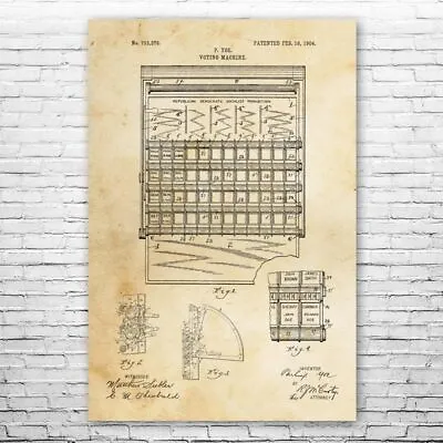 Voting Machine Patent Poster Print 12 SIZES Election Volunteer Politician Gifts • $12.95