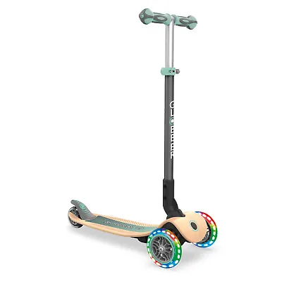 Globber PRIMO FOLDABLE WOOD Scooter With Light Up Wheels - Mint • $145