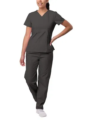 Sivvan Women’s Scrub Set - Multi Pocket Cargo Pants & Stylish Mock Wrap Top • $36.19