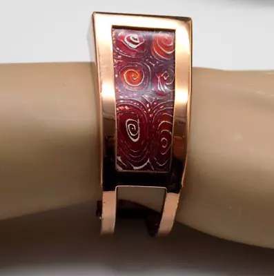 Matisse Renoir Copper Hinged Bangle Bracelet Red Art Modernist Geometric Size S • $75