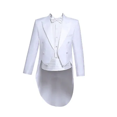 Men's 4 Piece Tuxedo Tailcoat Tail Coat Suit Jacket Blazer Tux Pants Girdle Set • $35.96