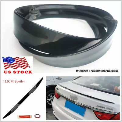 115cm Glossy Black PU Car Rear Wing Sticker Tail Trunk Lip Spoiler Universal US • $26.66