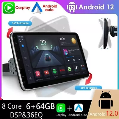 10.1 Inch Android 12 8Core Car Stereo 1 DIN GPS WIFI DSP Rotatable Screen 6+64GB • $199.50