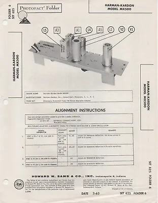 1963 Harman Kardon Mx500 Fm Stereo Multiplex Adaptor Service Manual Radio Fix • $10.99