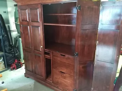 CHERRY SOLIDWOOD COMPUTER ARMOIRE / 67x50x22 / GOOD CONDITION LOCAL PICKUP • $125