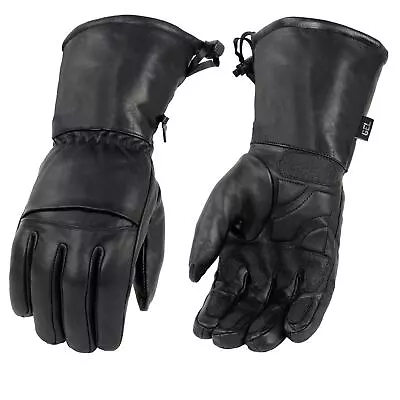 Milwaukee Leather Men's Black Gauntlet Motorcycle Hand Gloves-Black Leather • $43.99