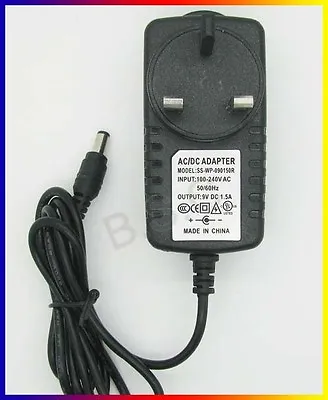 UK AC/DC 9V 1.5A 1500mA Power Supply Adapter Adaptor Reverse Polarity 5.5x2.1mm • £5.76